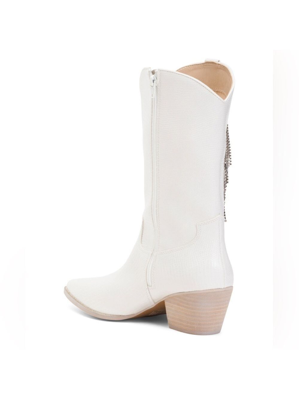 Miracle Miles White Giselle Cowboy Boots Large Rhinestone Fringe - Picture 2 of 3